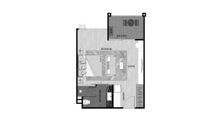 Condominium floor plan, 1 bedroom in The Sea Heaven No. 11010