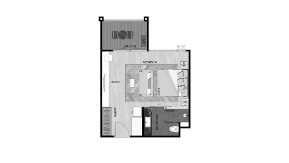 Property floor plan, 1 bedroom in The Sea Heaven No. 11008 (2D)