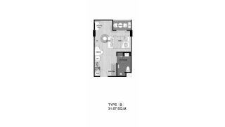 Condominium floor plan, 1 bedroom in The Sea Heaven No. 11024