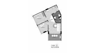Condominium floor plan, 2 bedrooms in The Sea Heaven No. 11026